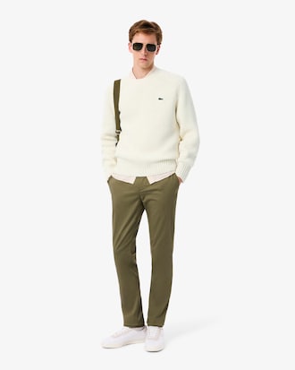 Sweater De Lana Grueso Con Cuello Redondo