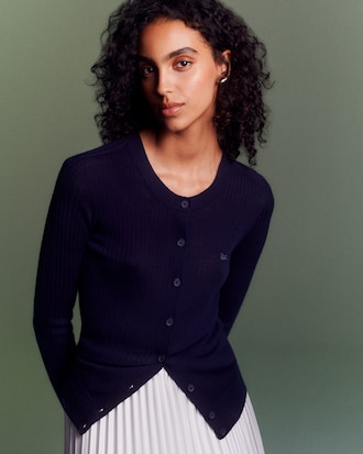 Cardigan de L&atilde; Merino de Malha Canelada