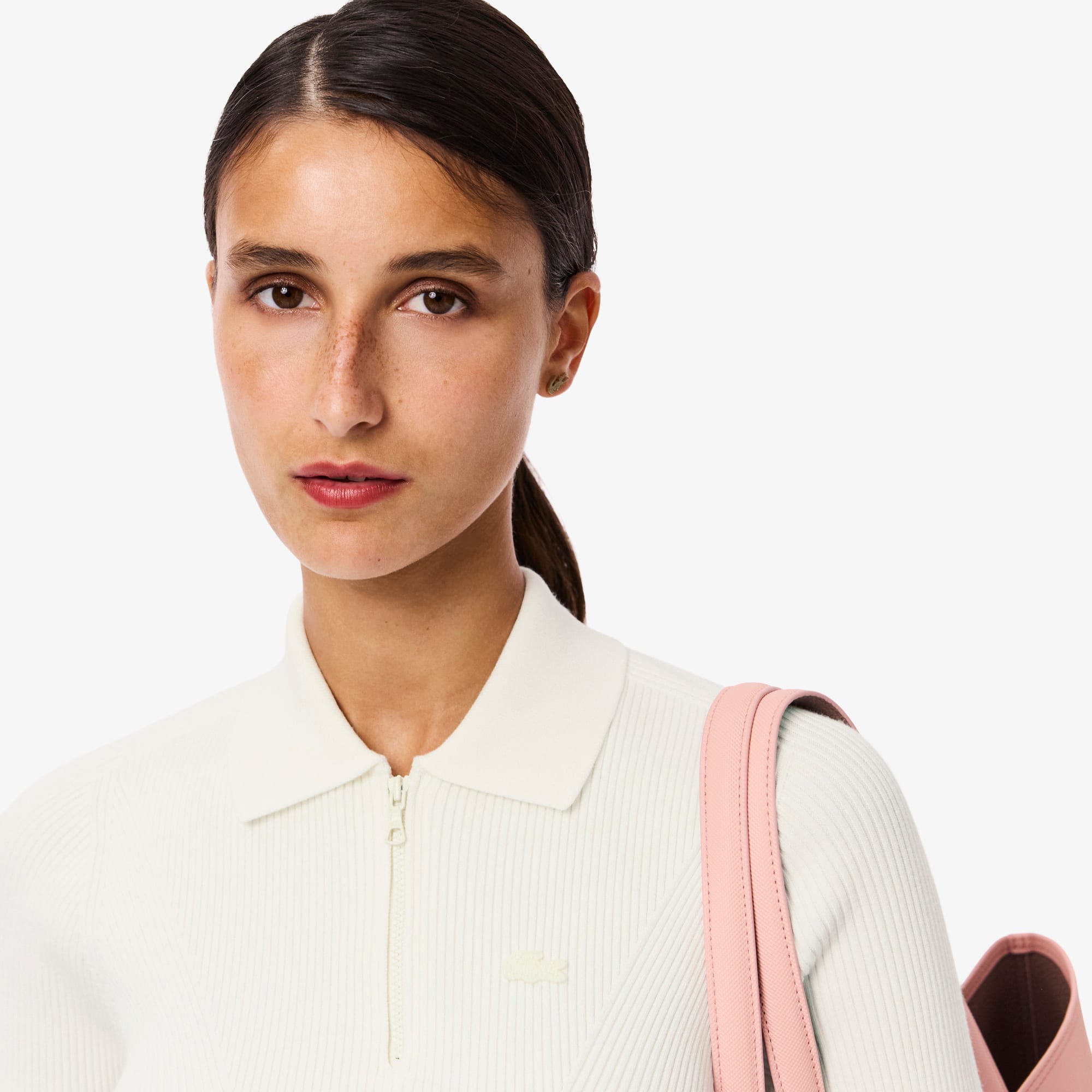 Camisa Polo Feminina Lacoste em Tricô Canelado 3D