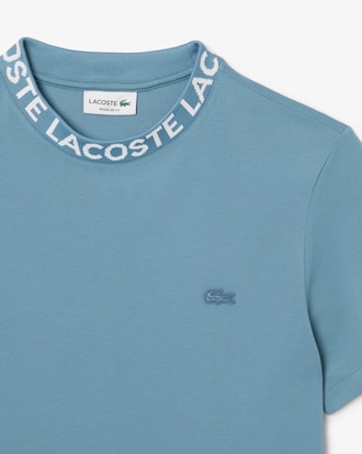 Camiseta em Piqué com Marca em Jacquard