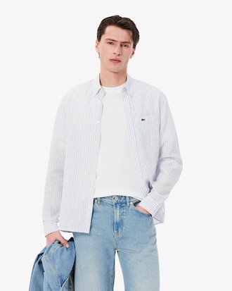 Camisa de Lino Rayada Fit Regular