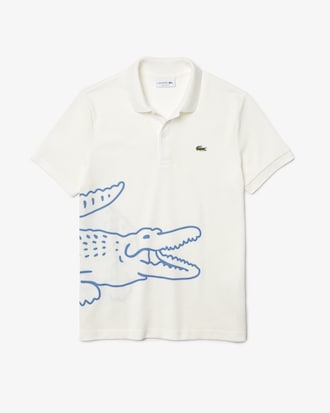 Polo masculina Lacoste Regular Fit em piqu&eacute; de algod&atilde;o com estampa de crocodilo