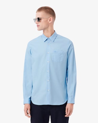 Camisa em Popeline de Algod&atilde;o de Caimento Regular