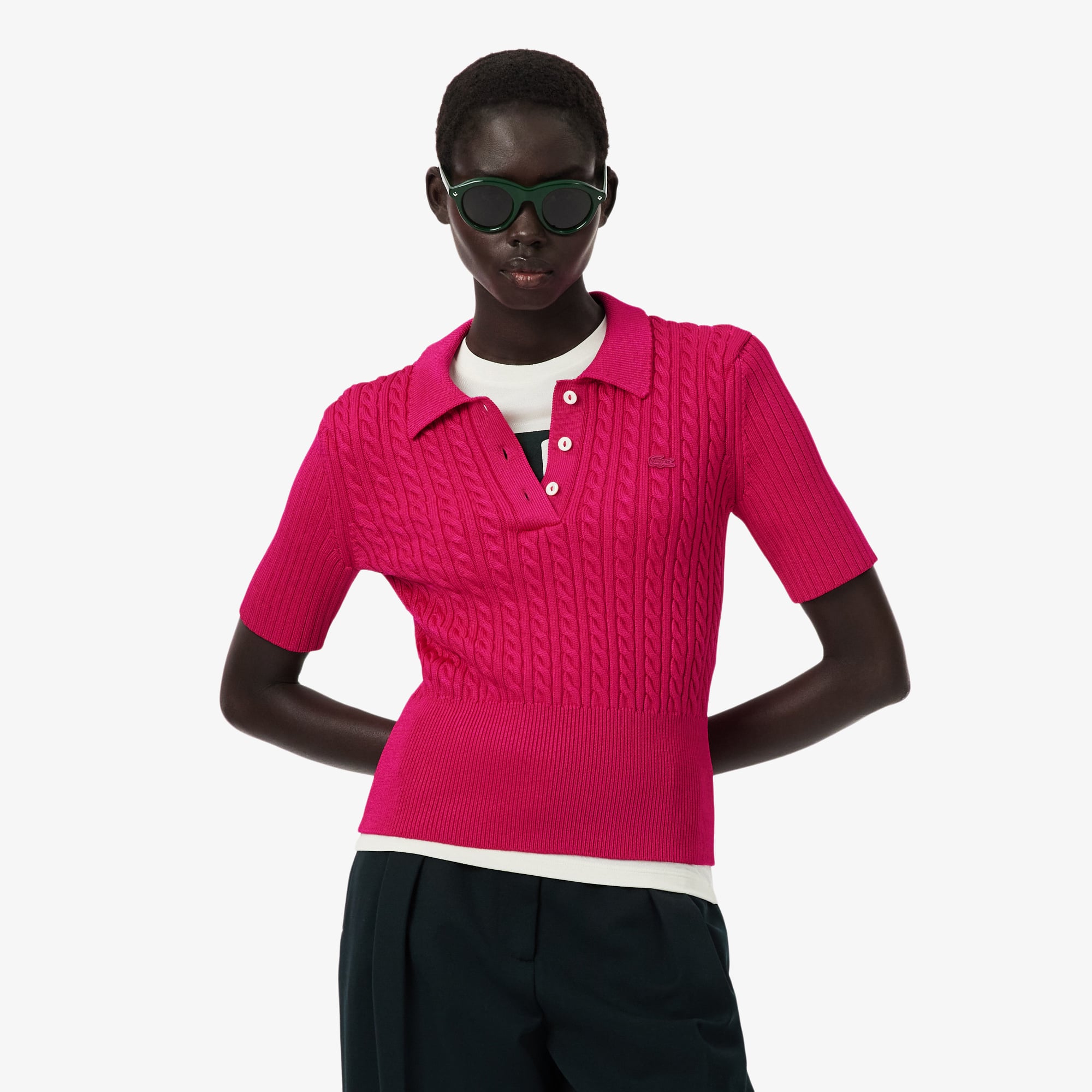 Suéter com Gola Polo e Malha Trançada - undefined - Novidades 2026