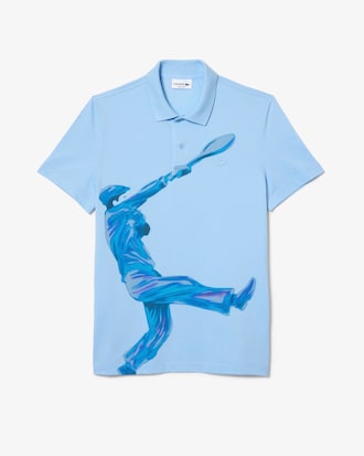 Lacoste Movement Polo em piqué ultraleve com estampa Lacoste