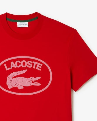 Camiseta masculina Lacoste em algodão com logo tom sobre tom e modelagem solta