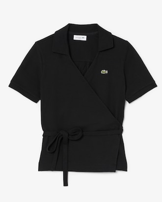 Polo cruzado de minipiqu&eacute; el&aacute;stico