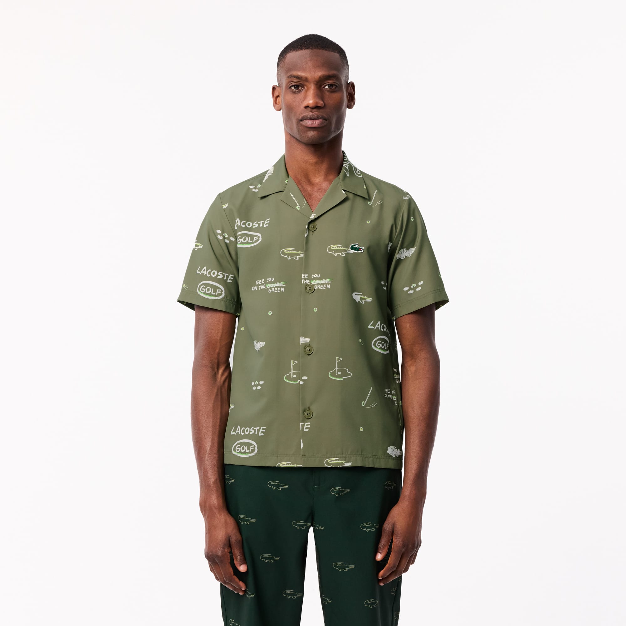 Camisa Estampada Manga Curta Masculina Ultra-Dry Anti-UV