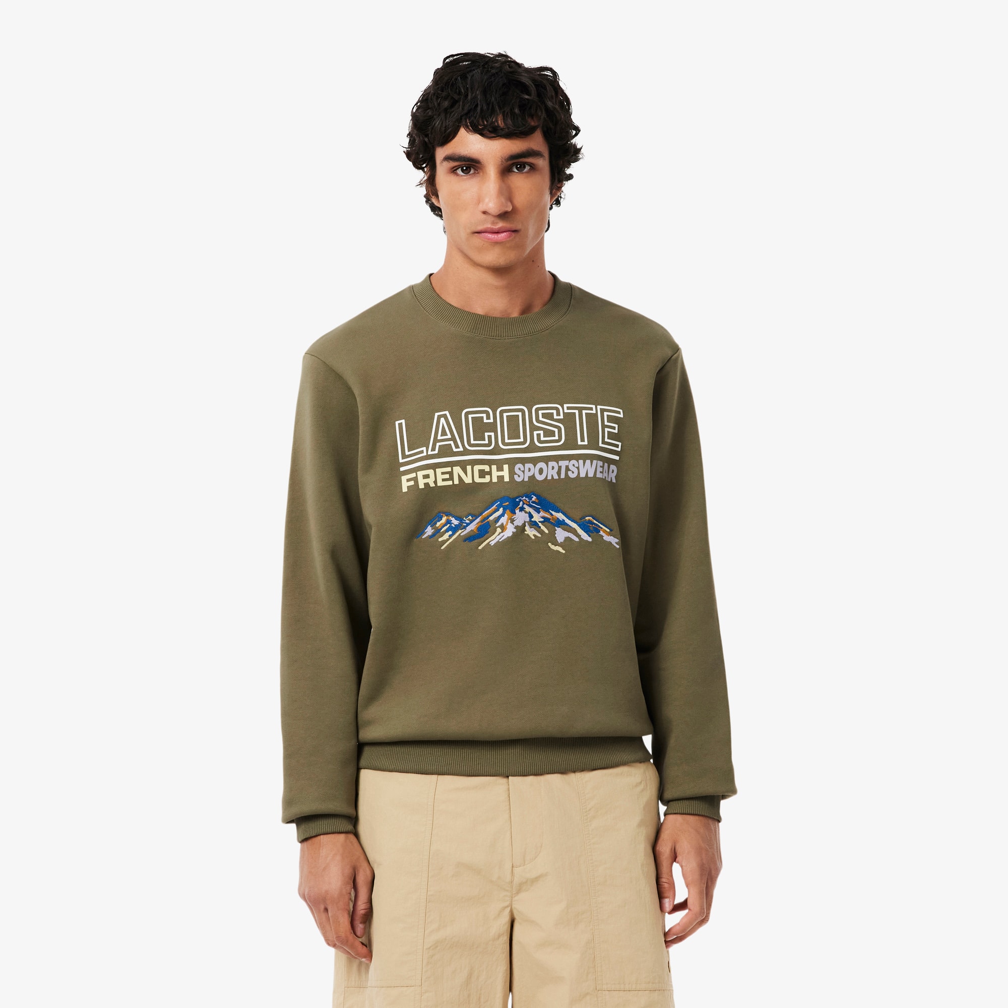Moletom Bordado Masculino Lacoste em Lã com Punho Canelado