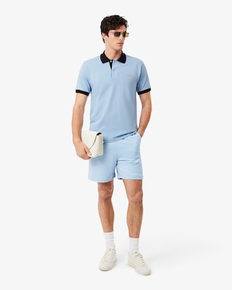 Polo Classic Fit com Acabamento Canelado Contrastante