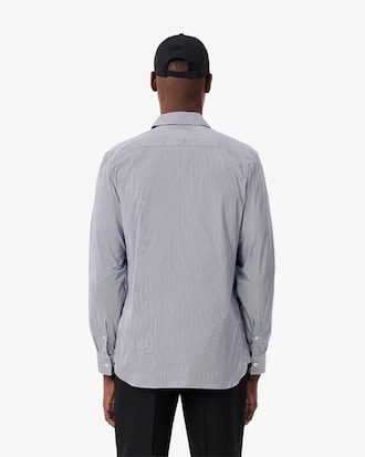 Camisa Slim Fit Listrada em Popeline Stretch