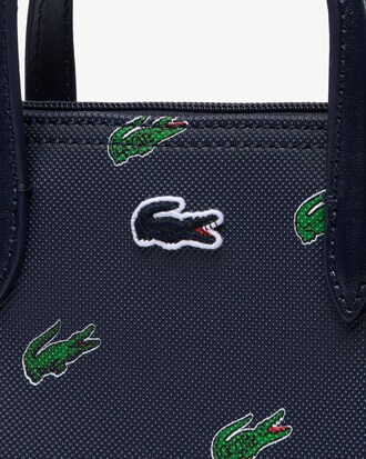 Mini bolsa tote transpassada com estampa de crocodilo