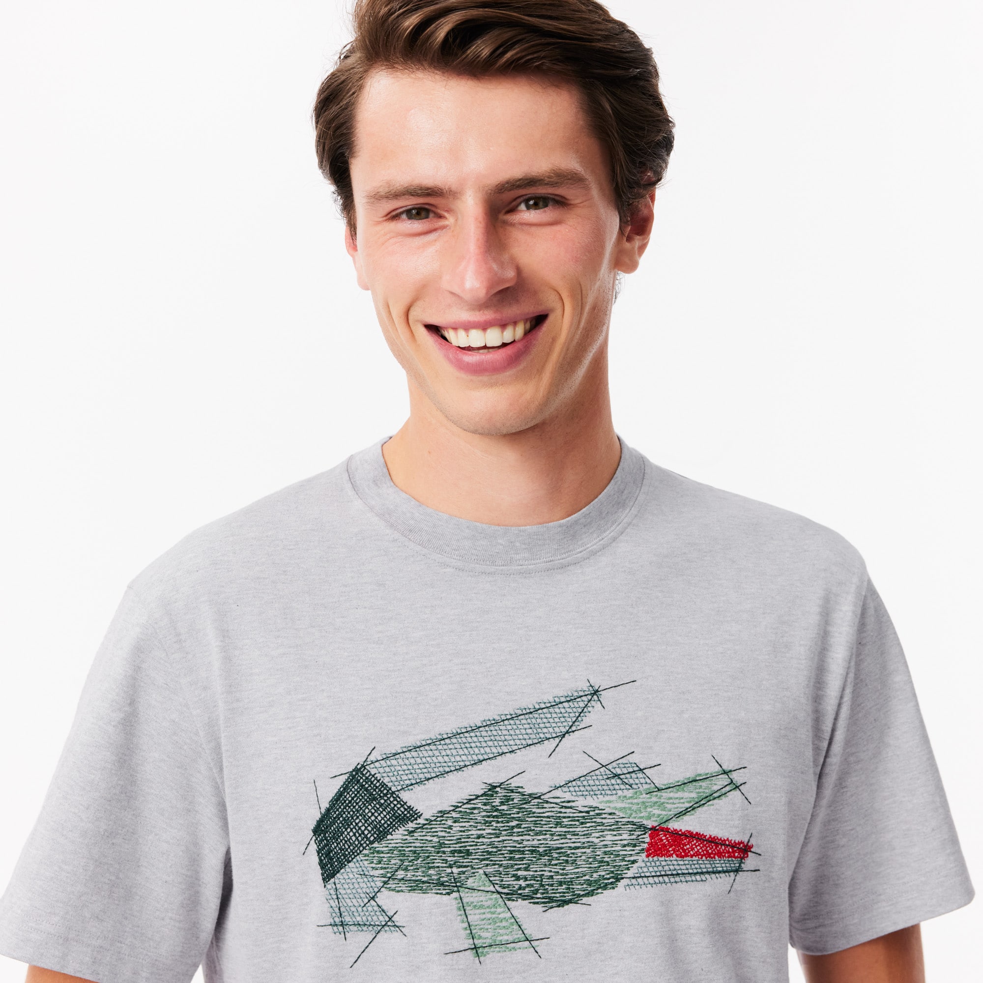 Camiseta Masculina Estampada com Crocodilo Bordado Lacoste
