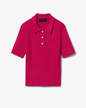 Su&eacute;ter com Gola Polo e Malha Tran&ccedil;ada