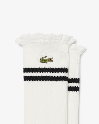 Meias Caneladas com Borda de La&ccedil;o