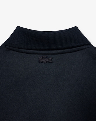 Loose Fit Badge Accent Fleece Polo Shirt