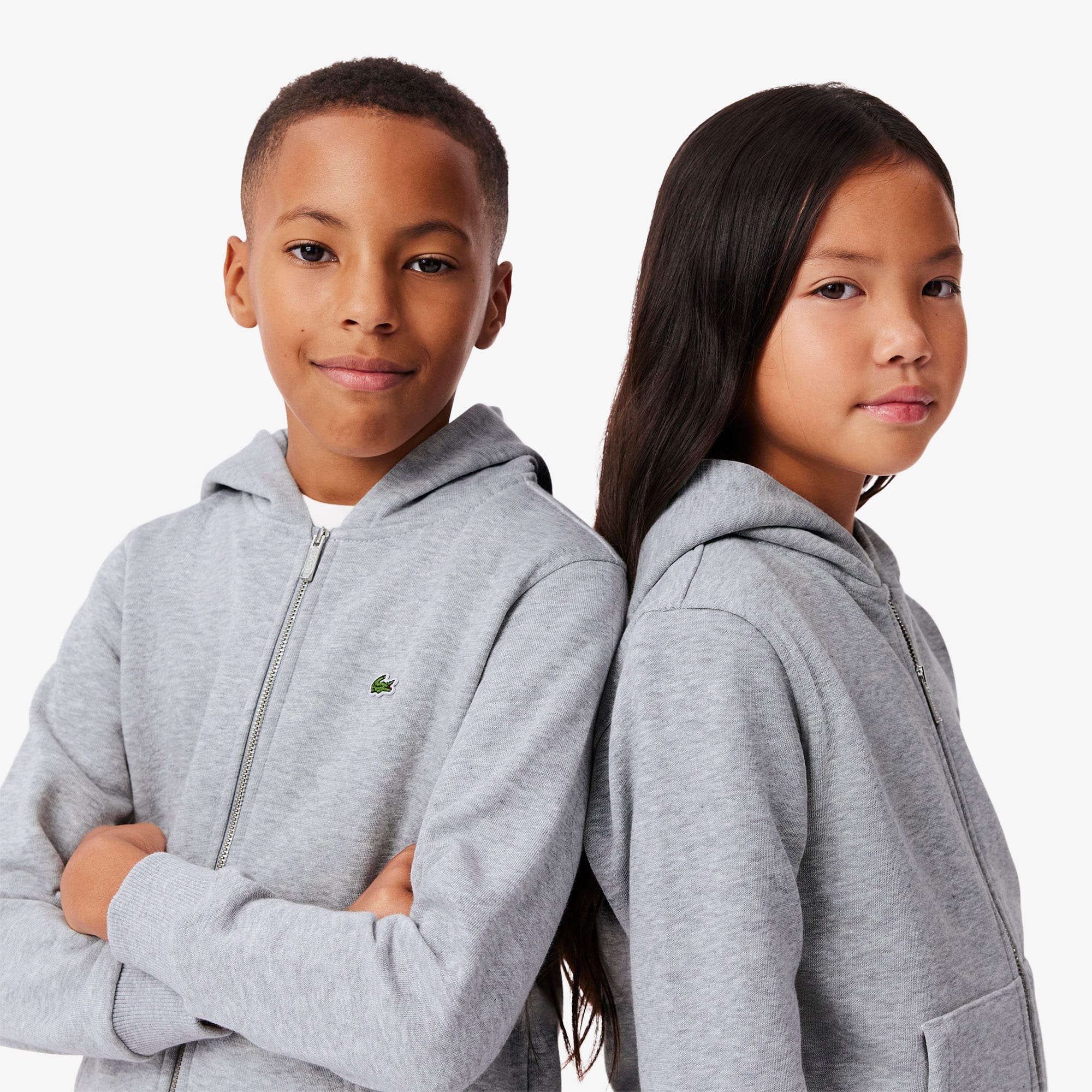 Moletom Juvenil em Fleece com Ziper e Capuz Lacoste