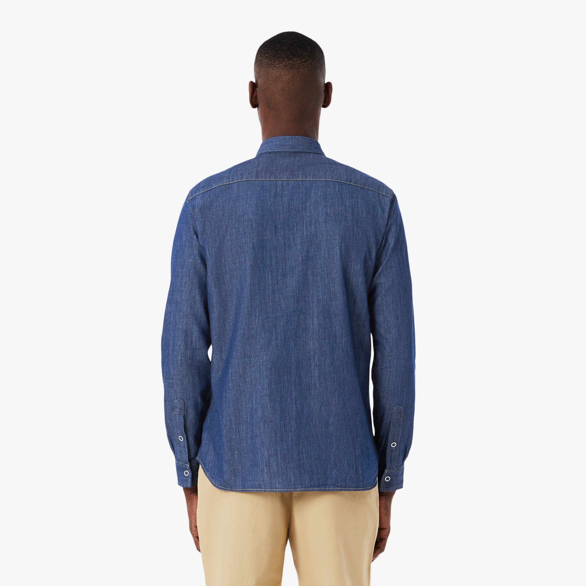 Camisa Casual Chique Lacoste em Denim Leve e Pesponto