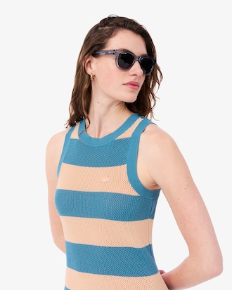 Vestido de Algod&atilde;o Listrado