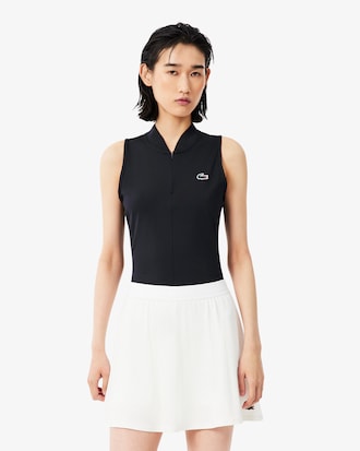 Polo de tenis sin mangas de doble tejido el&aacute;stico