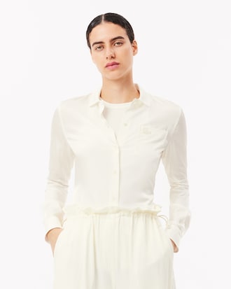 Camisa Slim Fit com Gola Canelada em Tecido Fluido