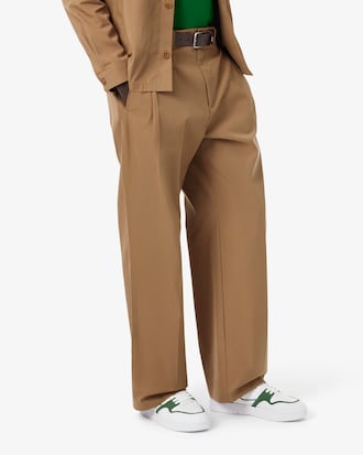 Pantalones de sarga plisada de corte oversized
