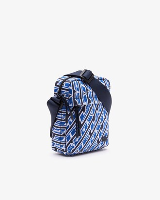 Bolsa mensageiro vertical masculina Lacoste Neocroc com estampa de logo
