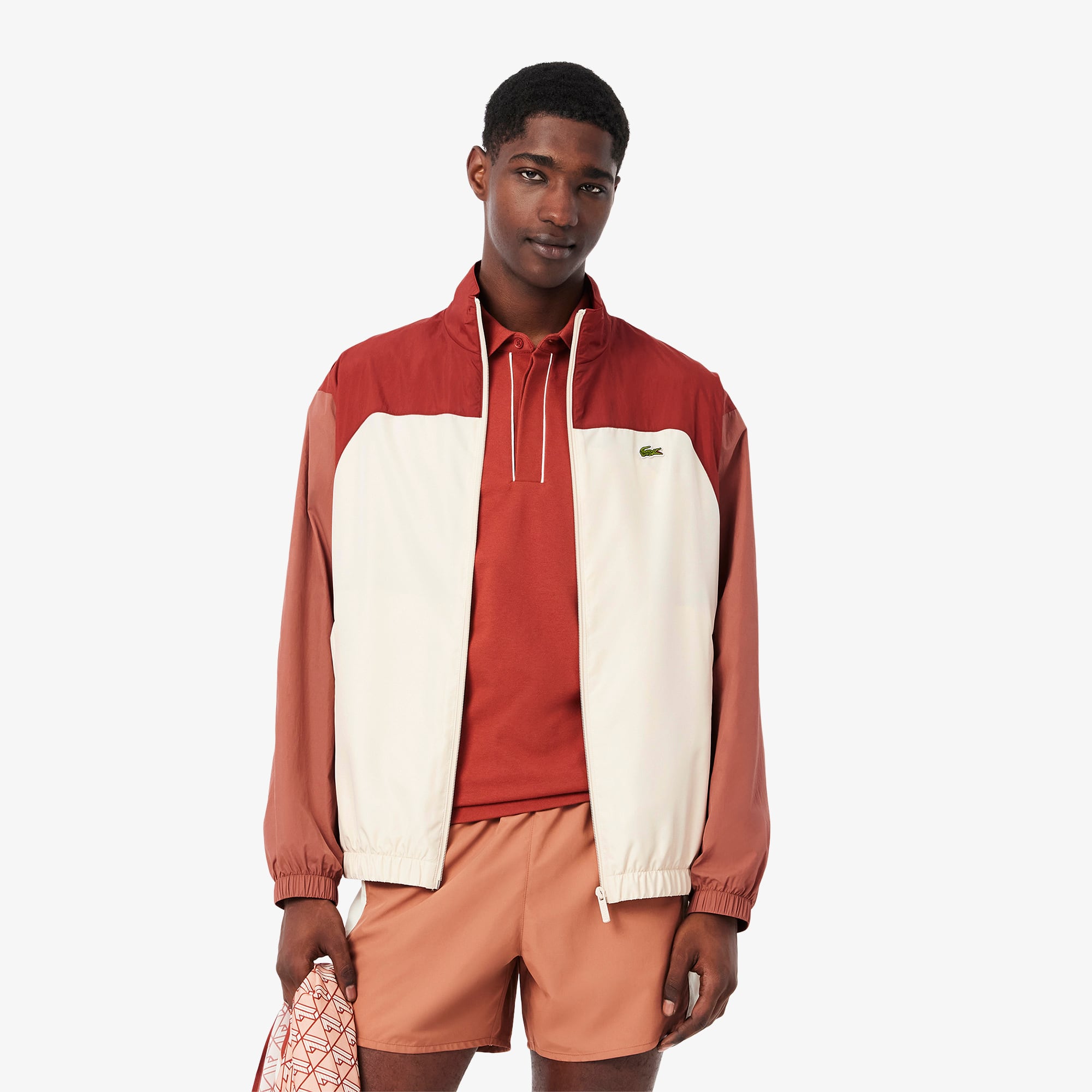 Lacoste レッド トラッカーズジャケット メンズМ Jaqueta Esportiva Masculina Track Lacoste Hidrorrepelente