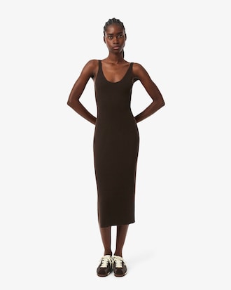 Vestido Longo Sem Mangas em Tric&ocirc; Canelado