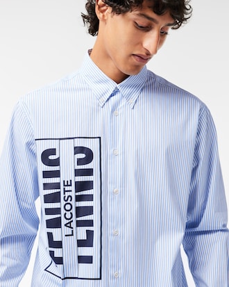 Camisa listrada com logo contrastante