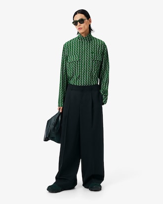 Calças de Lã Largas e Ajustadas Da Coleção Runway