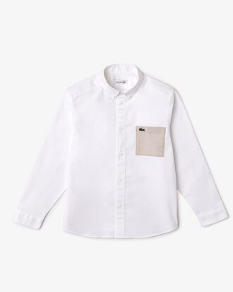 Camisa infantil Lacoste com bolso contrastante