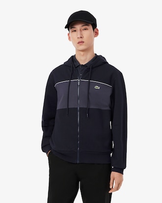 Colour-Block Zipped Hoodie