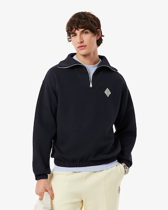 Moletom em Piqu&eacute; com Gola com Z&iacute;per e Caimento Amplo