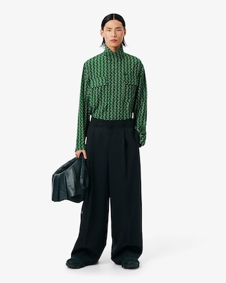 Calças de Lã Largas e Ajustadas Da Coleção Runway