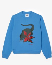 Moletom feminino Lacoste x Netflix em fleece de algod&atilde;o org&acirc;nico com modelagem solta