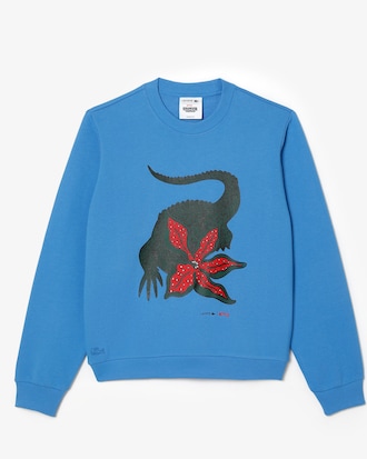 Moletom feminino Lacoste x Netflix em fleece de algodão orgânico com modelagem solta