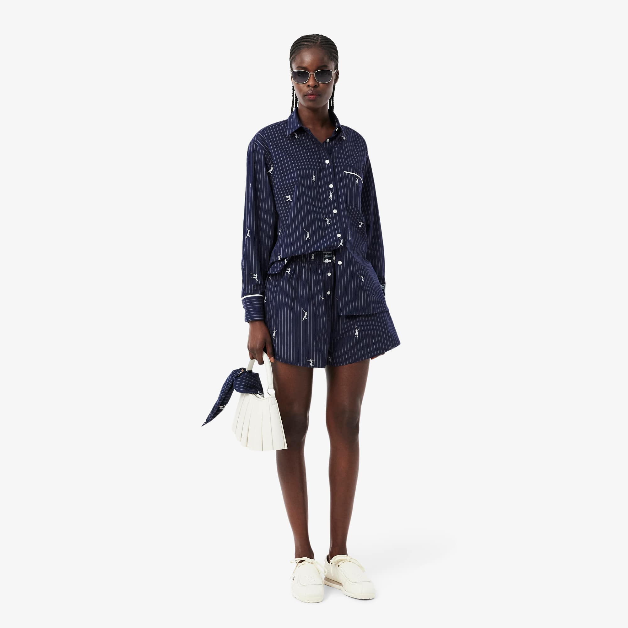 Camisa azul marinho Oversized com Motivos Jacquard