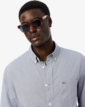 Camisa em Popeline Gingham de Caimento Regular