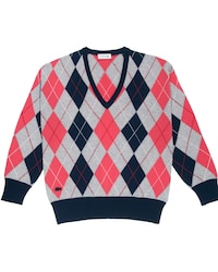 Su&eacute;ter feminino em l&atilde; com design em jacquard e decote em V profundo