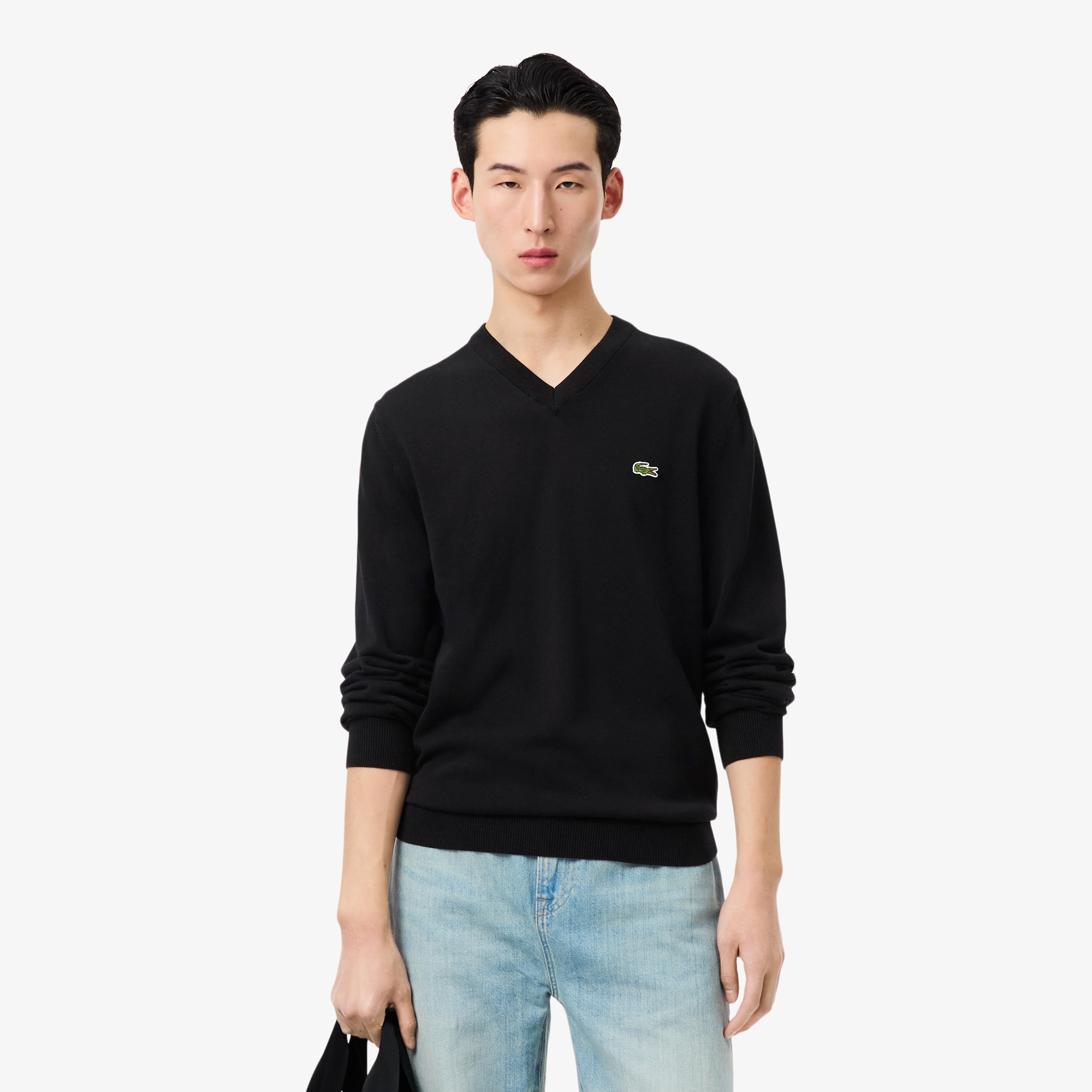 Suéter Masculino Gola V em Algodão Orgânico Lacoste