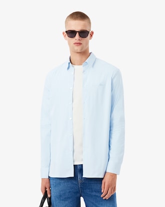 Camisa de Poplin Rayada Elastizada Slim Fit