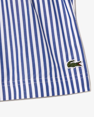 Short feminino Lacoste em popeline de algod&atilde;o listrado