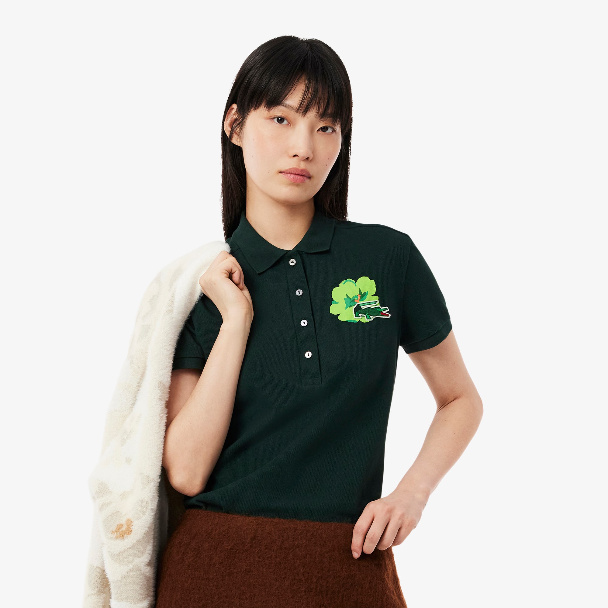Camisa Gola Polo Feminina L.12.D Stretch Tema Floral Lacoste