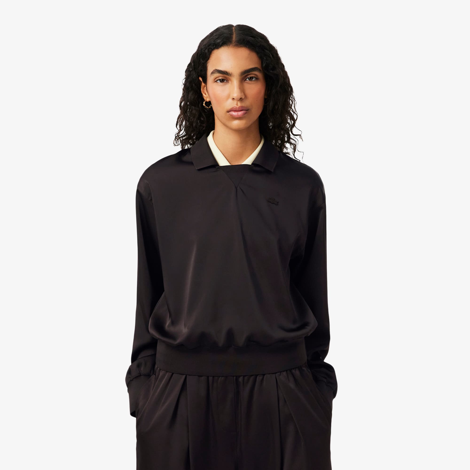 Polo em Cetim com Modelagem ampla - Camisas & Tops Femininos