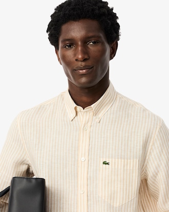 Camisa de Lino Rayada Fit Regular