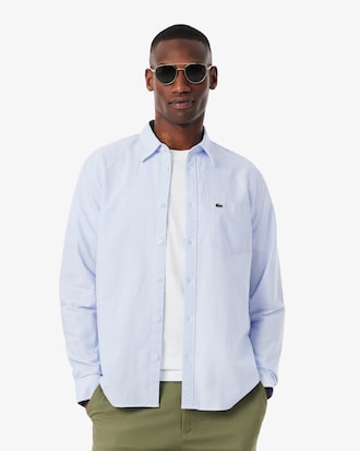 Camisa Oxford Listrada com Caimento Regular