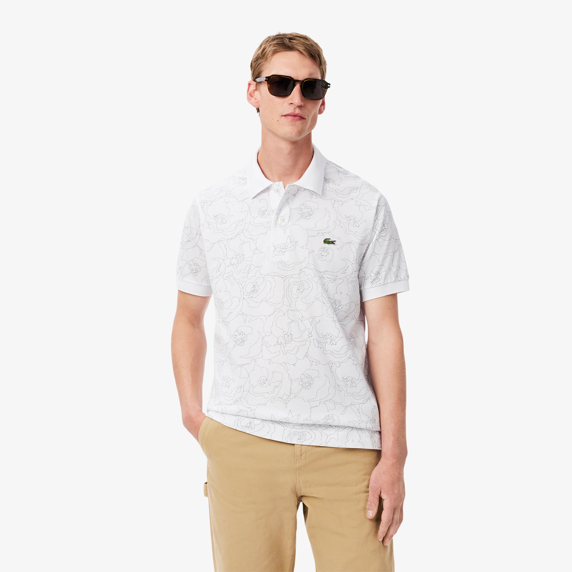 Camisa Polo Algodão L 12.12 com Estampa Floral Lacoste