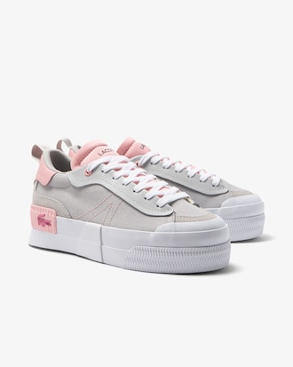 T&ecirc;nis feminino Lacoste L004 Plataforma em tecido com colorblock