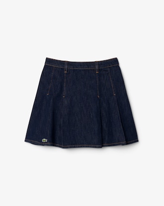 Saia Curta Plissada em Denim